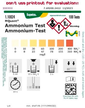 Tests de l’ammonium colorimetric, 10-400&#160;mg/L (NH4+), for use with MQuant&#174; StripScan App, MQuant&#174;