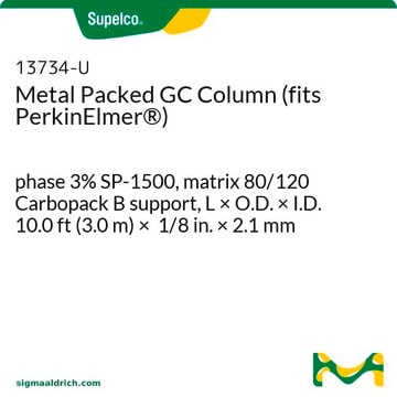 Metal Packed GC Column (fits PerkinElmer&#174;) phase 3% SP-1500, matrix 80/120 Carbopack B support, L × O.D. × I.D. 10.0&#160;ft (3.0&#160;m) × 1/8&#160;in. × 2.1&#160;mm