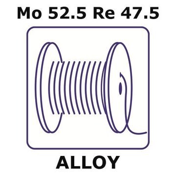 Molybdenum-rhenium alloy, Mo52.5Re47.5 1m wire, 0.5mm diameter, as drawn