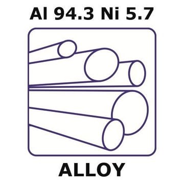 Aluminum-nickel alloy, Al94.3Ni5.7 1000mm rod, 8mm diameter, as drawn