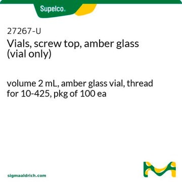 Flacons à vis, verre ambré, (sans bouchon) volume 2&#160;mL, amber glass vial, thread for 10-425, pkg of 100&#160;ea