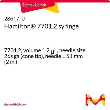 Jeringa Hamilton&#174; 7701.2 7701.2, volume 1.2&#160;&#956;L, needle size 26s ga (cone tip), needle L 51&#160;mm (2&#160;in.)