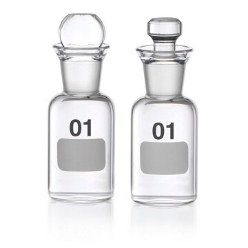 Wheaton&#174; Bod Bottle capacity 60&#160;mL, bottle diam. × H 43&#160;mm × 115&#160;mm, pennyhead glass cap (stopper)