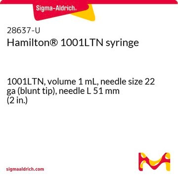 Hamilton&#174; 1001LTN Spritze 1001LTN, volume 1&#160;mL, needle size 22 ga (blunt tip), needle L 51&#160;mm (2&#160;in.)