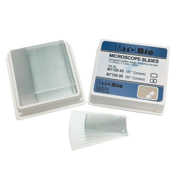 MTC&#8482; Bio Positively Charged Microscope Slides 45° cut corners, frosted on one end, 25 x 75mm