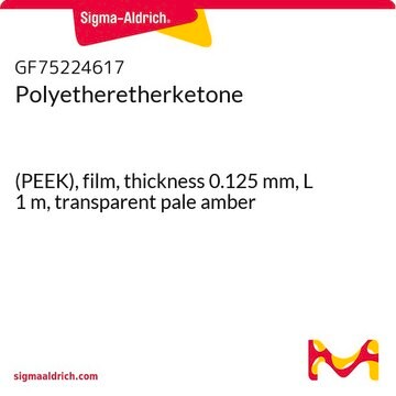 Polyetheretherketone (PEEK), film, thickness 0.125&#160;mm, L 1&#160;m, transparent pale amber