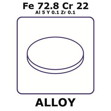 Fecralloy - Iron-Chromium, Fe72.8Cr22Al5Y0.1Zr0.1 foil, 15mm disks, 0.2mm thickness, annealed