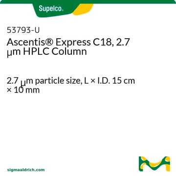 Colonne de CLHP Ascentis&#174; Express C18, 2,7 &#956;m 2.7&#160;&#956;m particle size, L × I.D. 15&#160;cm × 10&#160;mm