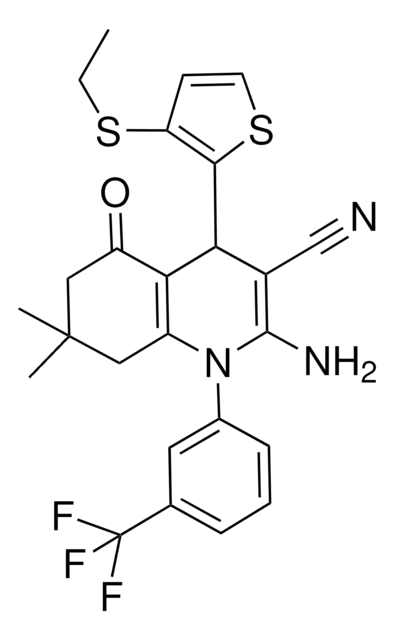 2-AMINO-4-[3-(ETHYLSULFANYL)-2-THIENYL]-7,7-DIMETHYL-5-OXO-1-[3-(TRIFLUOROMETHYL)PHENYL]-1,4,5,6,7,8-HEXAHYDRO-3-QUINOLINECARBONITRILE AldrichCPR