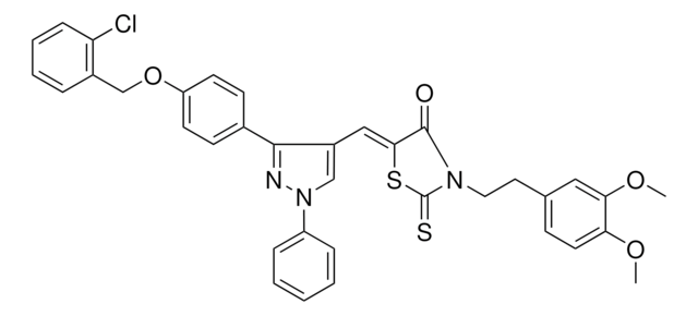 (5Z)-5-[(3-{4-[(2-CHLOROBENZYL)OXY]PHENYL}-1-PHENYL-1H-PYRAZOL-4-YL)METHYLENE]-3-[2-(3,4-DIMETHOXYPHENYL)ETHYL]-2-THIOXO-1,3-THIAZOLIDIN-4-ONE AldrichCPR