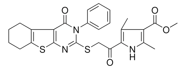 METHYL 2,4-DIMETHYL-5-{[(4-OXO-3-PHENYL-3,4,5,6,7,8-HEXAHYDRO[1]BENZOTHIENO[2,3-D]PYRIMIDIN-2-YL)SULFANYL]ACETYL}-1H-PYRROLE-3-CARBOXYLATE AldrichCPR