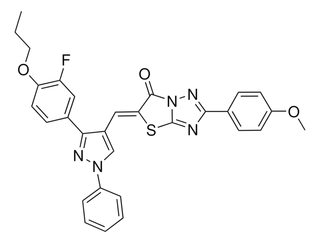 (5Z)-5-{[3-(3-FLUORO-4-PROPOXYPHENYL)-1-PHENYL-1H-PYRAZOL-4-YL]METHYLENE}-2-(4-METHOXYPHENYL)[1,3]THIAZOLO[3,2-B][1,2,4]TRIAZOL-6(5H)-ONE AldrichCPR