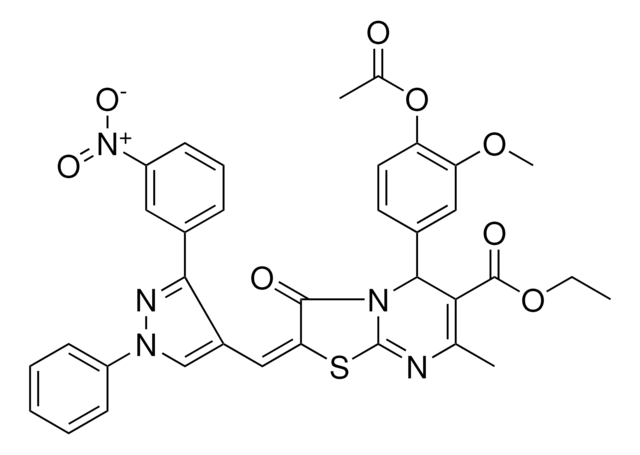 ETHYL (2E)-5-[4-(ACETYLOXY)-3-METHOXYPHENYL]-7-METHYL-2-{[3-(3-NITROPHENYL)-1-PHENYL-1H-PYRAZOL-4-YL]METHYLENE}-3-OXO-2,3-DIHYDRO-5H-[1,3]THIAZOLO[3,2-A]PYRIMIDINE-6-CARBOXYLATE AldrichCPR