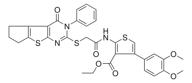 ETHYL 4-(3,4-DIMETHOXYPHENYL)-2-({[(4-OXO-3-PHENYL-3,5,6,7-TETRAHYDRO-4H-CYCLOPENTA[4,5]THIENO[2,3-D]PYRIMIDIN-2-YL)SULFANYL]ACETYL}AMINO)-3-THIOPHENECARBOXYLATE AldrichCPR