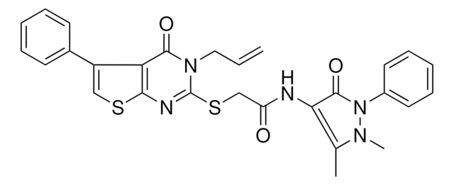 2-[(3-ALLYL-4-OXO-5-PHENYL-3,4-DIHYDROTHIENO[2,3-D]PYRIMIDIN-2-YL)SULFANYL]-N-(1,5-DIMETHYL-3-OXO-2-PHENYL-2,3-DIHYDRO-1H-PYRAZOL-4-YL)ACETAMIDE AldrichCPR