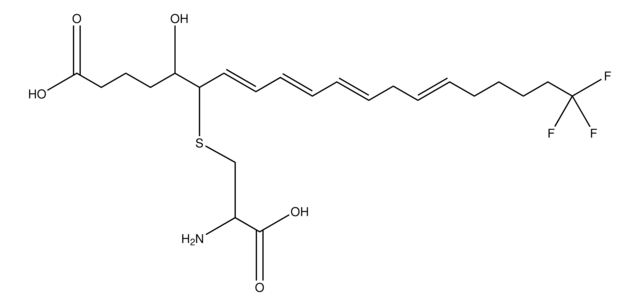 20,20,20-Trifluoroleukotriene E4 ~50&#160;&#956;g/mL in methanol: water (7:3) containing 17 mM acetate buffer adjusted to pH 5.4 with NH4OH, ~98% (HPLC)