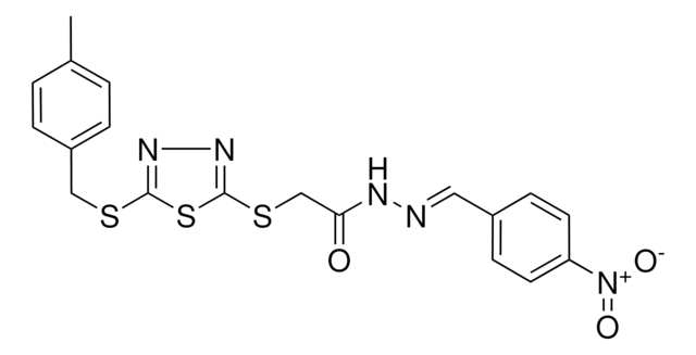 2-({5-[(4-METHYLBENZYL)SULFANYL]-1,3,4-THIADIAZOL-2-YL}SULFANYL)-N'-[(E)-(4-NITROPHENYL)METHYLIDENE]ACETOHYDRAZIDE AldrichCPR