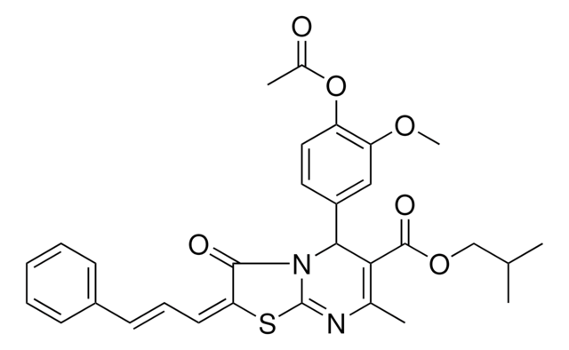 ISOBUTYL (2E)-5-[4-(ACETYLOXY)-3-METHOXYPHENYL]-7-METHYL-3-OXO-2-[(2E)-3-PHENYL-2-PROPENYLIDENE]-2,3-DIHYDRO-5H-[1,3]THIAZOLO[3,2-A]PYRIMIDINE-6-CARBOXYLATE AldrichCPR