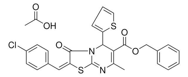 BENZYL (2E)-2-(4-CHLOROBENZYLIDENE)-7-METHYL-3-OXO-5-(2-THIENYL)-2,3-DIHYDRO-5H-[1,3]THIAZOLO[3,2-A]PYRIMIDINE-6-CARBOXYLATE ACETATE AldrichCPR