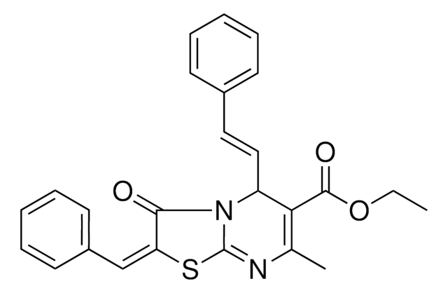 ETHYL (2E)-2-BENZYLIDENE-7-METHYL-3-OXO-5-[(E)-2-PHENYLETHENYL]-2,3-DIHYDRO-5H-[1,3]THIAZOLO[3,2-A]PYRIMIDINE-6-CARBOXYLATE AldrichCPR