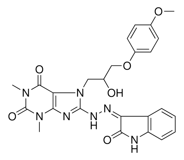 7-[2-HYDROXY-3-(4-METHOXYPHENOXY)PROPYL]-1,3-DIMETHYL-8-[(2Z)-2-(2-OXO-1,2-DIHYDRO-3H-INDOL-3-YLIDENE)HYDRAZINO]-3,7-DIHYDRO-1H-PURINE-2,6-DIONE AldrichCPR