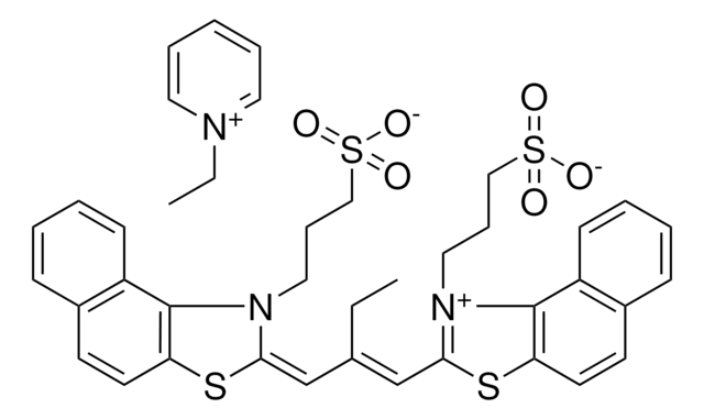 1-ETHYLPYRIDINIUM 3-((2E)-2-{(2E)-2-ETHYL-3-[1-(3-SULFONATOPROPYL)NAPHTHO[1,2-D][1,3]THIAZOL-1-IUM-2-YL]-2-PROPENYLIDENE}NAPHTHO[1,2-D][1,3]THIAZOL-1(2H)-YL)-1-PROPANESULFONATE AldrichCPR