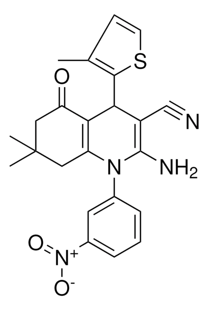 2-AMINO-7,7-DIMETHYL-4-(3-METHYL-2-THIENYL)-1-(3-NITROPHENYL)-5-OXO-1,4,5,6,7,8-HEXAHYDRO-3-QUINOLINECARBONITRILE AldrichCPR