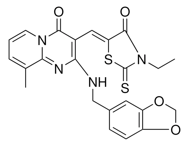 2-[(1,3-BENZODIOXOL-5-YLMETHYL)AMINO]-3-[(Z)-(3-ETHYL-4-OXO-2-THIOXO-1,3-THIAZOLIDIN-5-YLIDENE)METHYL]-9-METHYL-4H-PYRIDO[1,2-A]PYRIMIDIN-4-ONE AldrichCPR