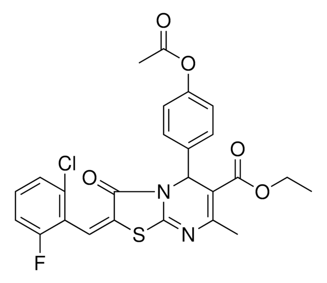 ETHYL (2E)-5-[4-(ACETYLOXY)PHENYL]-2-(2-CHLORO-6-FLUOROBENZYLIDENE)-7-METHYL-3-OXO-2,3-DIHYDRO-5H-[1,3]THIAZOLO[3,2-A]PYRIMIDINE-6-CARBOXYLATE AldrichCPR