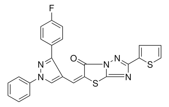 (5E)-5-{[3-(4-FLUOROPHENYL)-1-PHENYL-1H-PYRAZOL-4-YL]METHYLENE}-2-(2-THIENYL)[1,3]THIAZOLO[3,2-B][1,2,4]TRIAZOL-6(5H)-ONE AldrichCPR