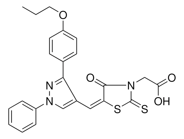 ((5E)-4-OXO-5-{[1-PHENYL-3-(4-PROPOXYPHENYL)-1H-PYRAZOL-4-YL]METHYLENE}-2-THIOXO-1,3-THIAZOLIDIN-3-YL)ACETIC ACID AldrichCPR