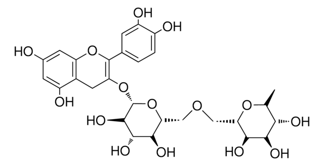 (2S,3R,4S,5S,6R)-2-(2-(3,4-DIHYDROXYPHENYL)-5,7-DIHYDROXY-4H-CHROMEN-3-YLOXY)-6-((((2S,3R,4R,5R,6S)-3,4,5-TRIHYDROXY-6-METHYLTETRAHYDRO-2H-PYRAN-2-YL)METHOXY)METHYL)TETRAHYDRO-2H-PYRAN-3,4,5-TRIOL AldrichCPR