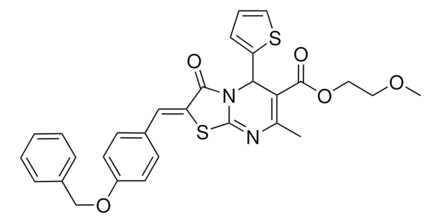 2-METHOXYETHYL (2Z)-2-[4-(BENZYLOXY)BENZYLIDENE]-7-METHYL-3-OXO-5-(2-THIENYL)-2,3-DIHYDRO-5H-[1,3]THIAZOLO[3,2-A]PYRIMIDINE-6-CARBOXYLATE AldrichCPR