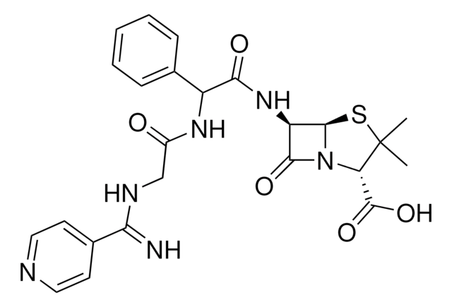 (2S,5R,6R)-6-[[[([[IMINO(4-PYRIDINYL)METHYL]AMINO]ACETYL)AMINO](PHENYL)ACETYL]AMINO]-3,3-DIMETHYL-7-OXO-4-THIA-1-AZABICYCLO[3.2.0]HEPTANE-2-CARBOXYLIC ACID AldrichCPR