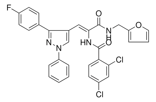 2,4-DICHLORO-N-((Z)-2-[3-(4-FLUOROPHENYL)-1-PHENYL-1H-PYRAZOL-4-YL]-1-{[(2-FURYLMETHYL)AMINO]CARBONYL}ETHENYL)BENZAMIDE AldrichCPR