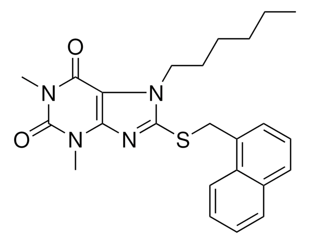 7-HEXYL-1,3-DIMETHYL-8-((1-NAPHTHYLMETHYL)THIO)-3,7-DIHYDRO-1H-PURINE-2,6-DIONE AldrichCPR