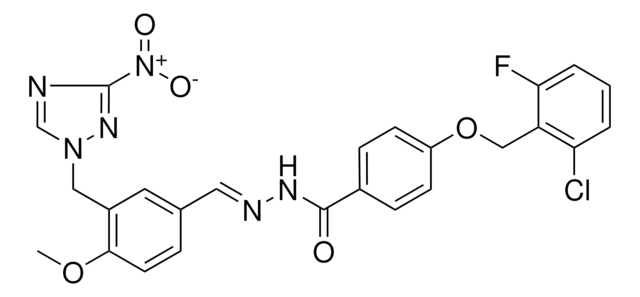 4-[(2-CHLORO-6-FLUOROBENZYL)OXY]-N'-((E)-{4-METHOXY-3-[(3-NITRO-1H-1,2,4-TRIAZOL-1-YL)METHYL]PHENYL}METHYLIDENE)BENZOHYDRAZIDE AldrichCPR