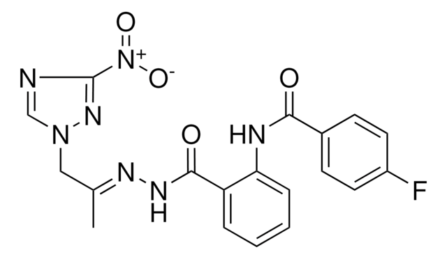 4-FLUORO-N-[2-({(2E)-2-[1-METHYL-2-(3-NITRO-1H-1,2,4-TRIAZOL-1-YL)ETHYLIDENE]HYDRAZINO}CARBONYL)PHENYL]BENZAMIDE AldrichCPR