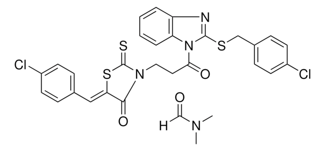 DIMETHYLFORMAMIDE COMPOUND WITH (5Z)-5-(4-CHLOROBENZYLIDENE)-3-(3-{2-[(4-CHLOROBENZYL)SULFANYL]-1H-BENZIMIDAZOL-1-YL}-3-OXOPROPYL)-2-THIOXO-1,3-THIAZOLIDIN-4-ONE AldrichCPR