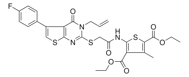 DIETHYL 5-[({[3-ALLYL-5-(4-FLUOROPHENYL)-4-OXO-3,4-DIHYDROTHIENO[2,3-D]PYRIMIDIN-2-YL]SULFANYL}ACETYL)AMINO]-3-METHYL-2,4-THIOPHENEDICARBOXYLATE AldrichCPR