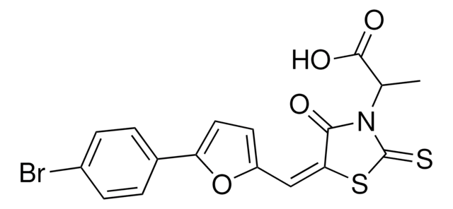 2-((5E)-5-{[5-(4-BROMOPHENYL)-2-FURYL]METHYLENE}-4-OXO-2-THIOXO-1,3-THIAZOLIDIN-3-YL)PROPANOIC ACID AldrichCPR