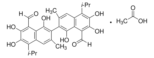 (±)-Gossypol-acetic acid analytical standard, crystalline complex consisting of equimolar quantities of gossypol and acetic acid, ~95%