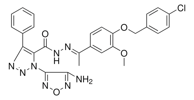 1-(4-AMINO-1,2,5-OXADIAZOL-3-YL)-N'-((E)-1-{4-[(4-CHLOROBENZYL)OXY]-3-METHOXYPHENYL}ETHYLIDENE)-4-PHENYL-1H-1,2,3-TRIAZOLE-5-CARBOHYDRAZIDE AldrichCPR