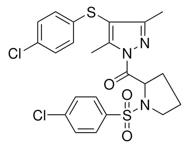 4-CHLOROPHENYL 1-({1-[(4-CHLOROPHENYL)SULFONYL]-2-PYRROLIDINYL}CARBONYL)-3,5-DIMETHYL-1H-PYRAZOL-4-YL SULFIDE AldrichCPR