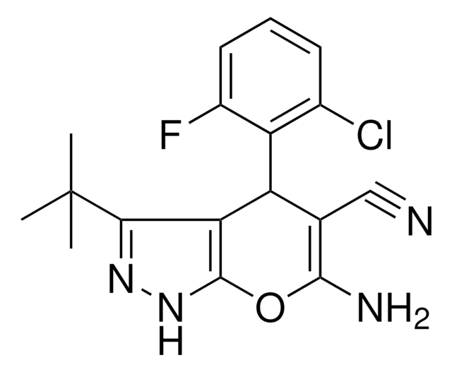 6-AMINO-3-TERT-BUTYL-4-(2-CHLORO-6-FLUOROPHENYL)-1,4-DIHYDROPYRANO[2,3-C]PYRAZOLE-5-CARBONITRILE AldrichCPR