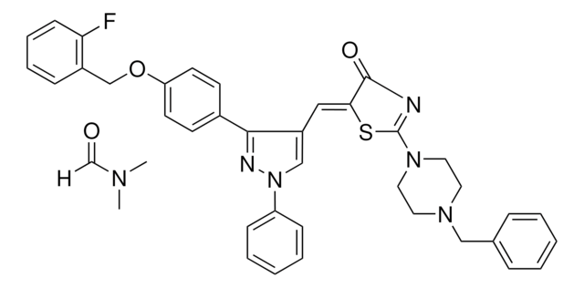 DIMETHYLFORMAMIDE COMPOUND WITH (5Z)-2-(4-BENZYL-1-PIPERAZINYL)-5-[(3-{4-[(2-FLUOROBENZYL)OXY]PHENYL}-1-PHENYL-1H-PYRAZOL-4-YL)METHYLENE]-1,3-THIAZOL-4(5H)-ONE AldrichCPR