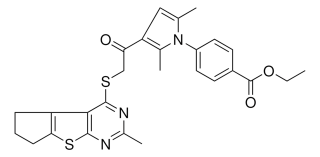 ETHYL 4-(2,5-DIMETHYL-3-{[(2-METHYL-6,7-DIHYDRO-5H-CYCLOPENTA[4,5]THIENO[2,3-D]PYRIMIDIN-4-YL)SULFANYL]ACETYL}-1H-PYRROL-1-YL)BENZOATE AldrichCPR