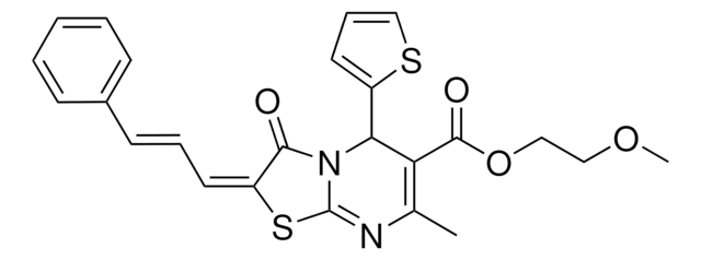 2-METHOXYETHYL (2E)-7-METHYL-3-OXO-2-[(2E)-3-PHENYL-2-PROPENYLIDENE]-5-(2-THIENYL)-2,3-DIHYDRO-5H-[1,3]THIAZOLO[3,2-A]PYRIMIDINE-6-CARBOXYLATE AldrichCPR