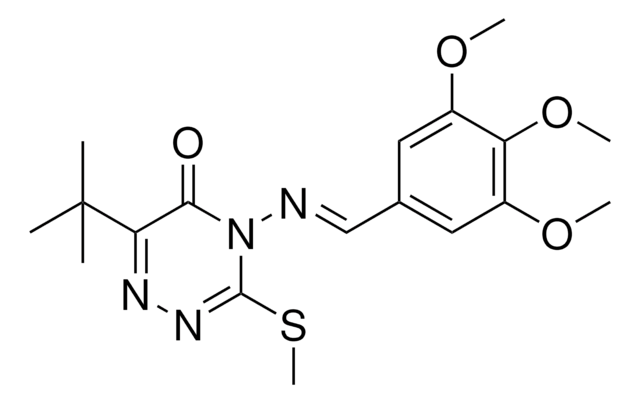 6-TERT-BUTYL-3-(METHYLSULFANYL)-4-{[(E)-(3,4,5-TRIMETHOXYPHENYL)METHYLIDENE]AMINO}-1,2,4-TRIAZIN-5(4H)-ONE AldrichCPR