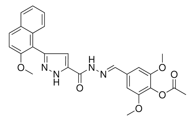 2,6-DIMETHOXY-4-[(E)-({[3-(2-METHOXY-1-NAPHTHYL)-1H-PYRAZOL-5-YL]CARBONYL}HYDRAZONO)METHYL]PHENYL ACETATE AldrichCPR